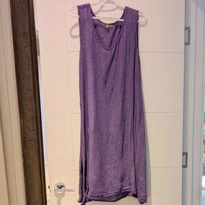 (L) Flax Linen Tunic Dress Purple
